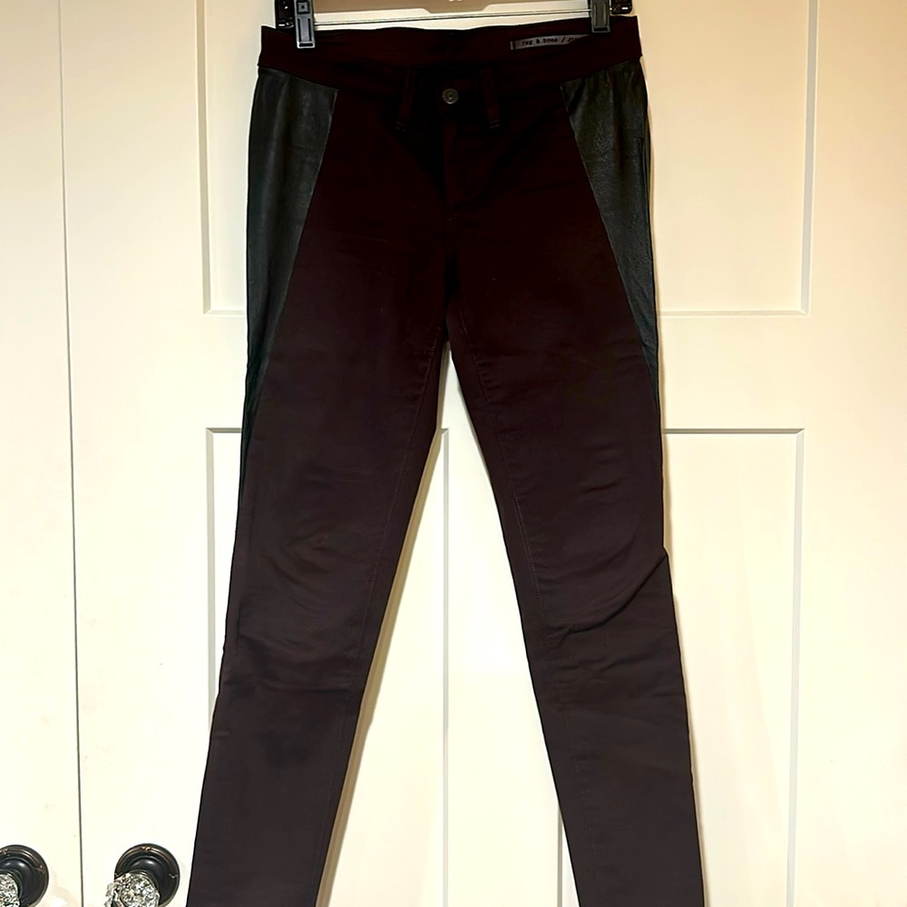 Rag and bone leather and wine denim Jean